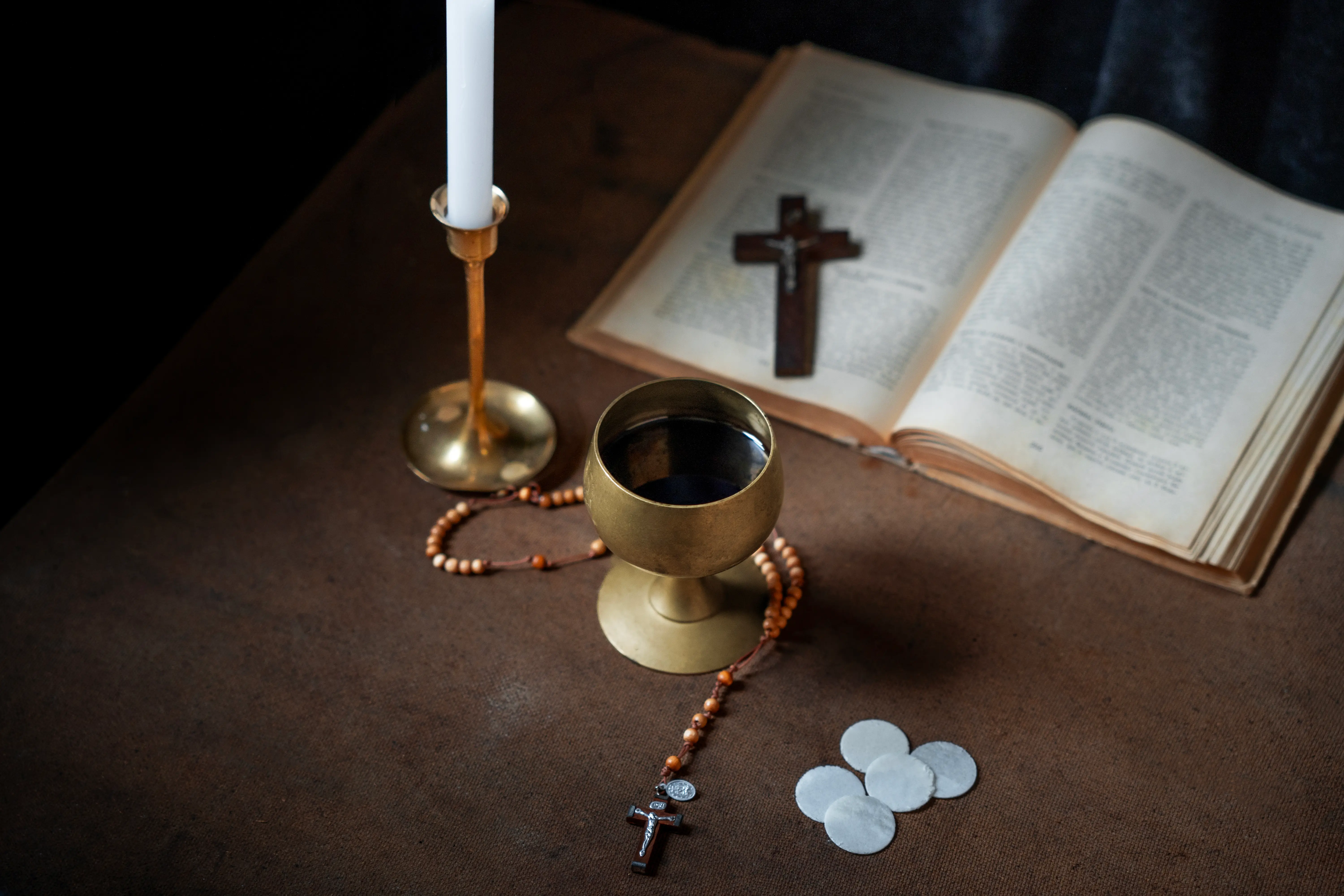 Communion wine and Bible